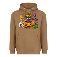 Toasted Coconut Black cat pumpkin Heavyweight Hoodie - NancyCooperArtShop