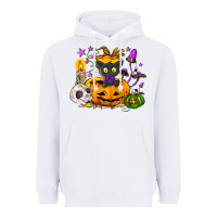 White Black cat pumpkin Heavyweight Hoodie - NancyCooperArtShop
