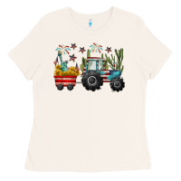 Bone 4th of july tractor Ladies Tee - CowGirlArtShop