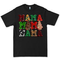 Black mama mama mama with christmas lights and christmas tree cakes Premium Tee - AdoDesignShop