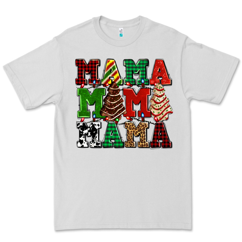 Mama Mama Mama With Christmas Lights And Christmas Tree Cakes Premium Tee by AdoDesignShop | Teevron