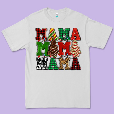 Mama Mama Mama With Christmas Lights And Christmas Tree Cakes Premium Tee Designed By Adodesignshop