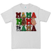 Dove Grey mama mama mama with christmas lights and christmas tree cakes Premium Tee - AdoDesignShop