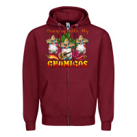 Burgundy hanging with gnomigos Zipper Hoodie - Artiststas