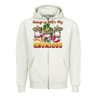 Oatmeal Heather hanging with gnomigos Zipper Hoodie - Artiststas