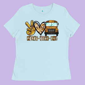 Peace Love Bus Ladies Tee Designed By Cowhidedigitalart