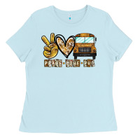 Baby Blue peace love bus Ladies Tee - CowhideDigitalArt