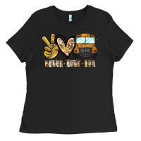 Black peace love bus Ladies Tee - CowhideDigitalArt