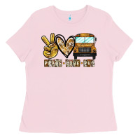 Bubblegum Pink peace love bus Ladies Tee - CowhideDigitalArt