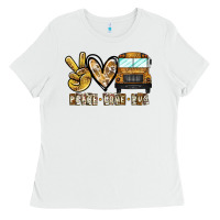 White peace love bus Ladies Tee - CowhideDigitalArt