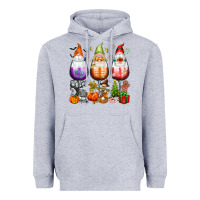 Heather Grey Hallothanksmas wine glasses and gnomes Heavyweight Hoodie - texasbilliewilder