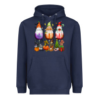 Navy Hallothanksmas wine glasses and gnomes Heavyweight Hoodie - texasbilliewilder