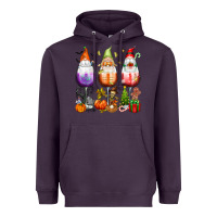 Plum Hallothanksmas wine glasses and gnomes Heavyweight Hoodie - texasbilliewilder