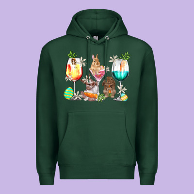 Easter Wine Glasses Easter Day Premium Hoodie Designed By Howdyjamesfarm