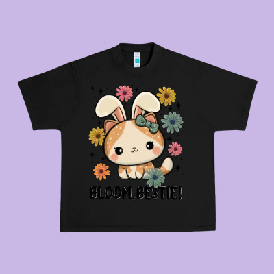 Bloom Bestie Cat Urban Heavy Tee Designed By Maliassmallbusiness