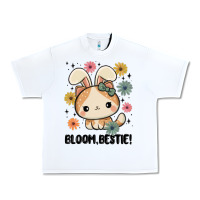 White bloom bestie cat Urban Heavy Tee - MaliasSmallBusiness