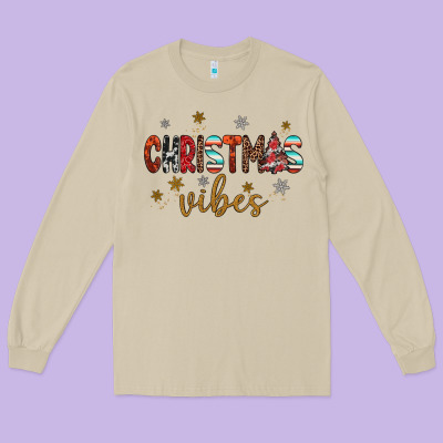 Christmas Vibes Long Sleeve Tee Designed By Jahusdesignshop