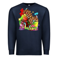 Navy Black woman Autism nails Premium Sweatshirt - NancyCooperArtShop