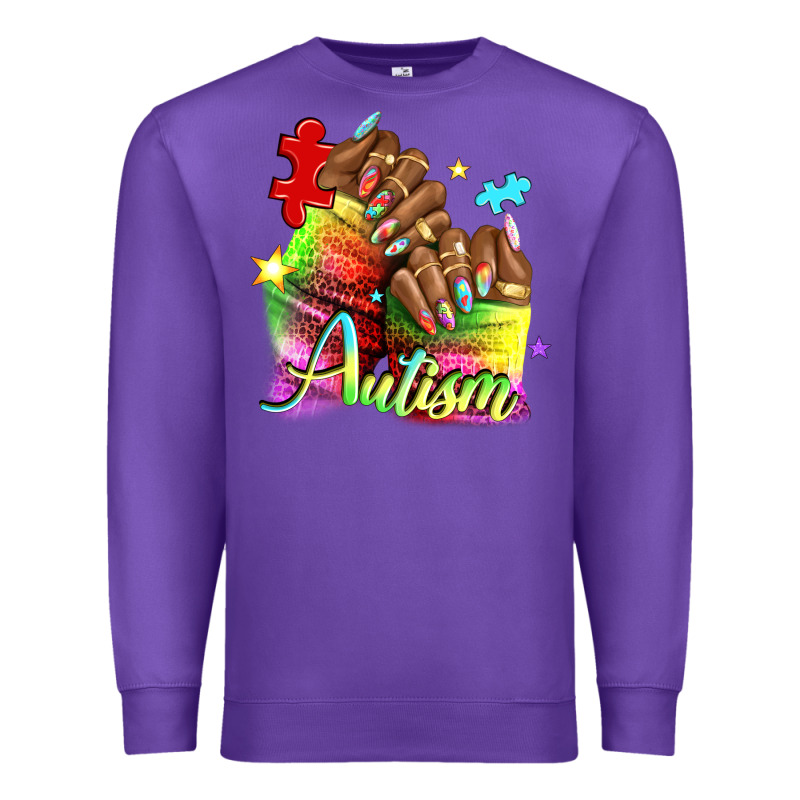 Black Woman Autism Nails Premium Sweatshirt by NancyCooperArtShop | Teevron