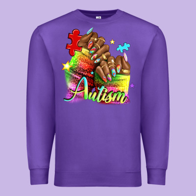 Black Woman Autism Nails Premium Sweatshirt Designed By Nancycooperartshop