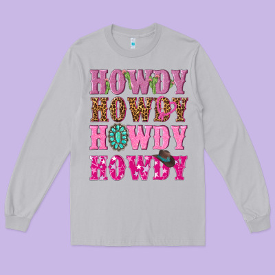 Pink Howdy Howdy Howdy Long Sleeve Tee Designed By Nancycooperartshop