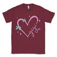Burgundy gigi with heart and ribbons Classic Tee - MaliasSmallBusiness
