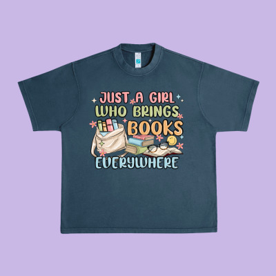 Just A Girl Who Brings Books Everywhere Urban Heavy Tee Designed By Maliassmallbusiness