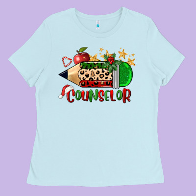Christmas Counselor Pencil Ladies Tee Designed By Fadigitalartstudio