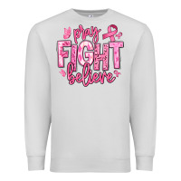Dove Grey pray fight believe breast cancer Premium Sweatshirt - texasbilliewilder