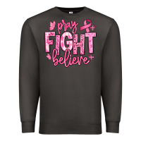 Smoke pray fight believe breast cancer Premium Sweatshirt - texasbilliewilder