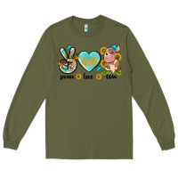Army Green peace love cute cow Long Sleeve Tee - NancyCooperArtShop
