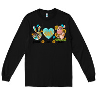Black peace love cute cow Long Sleeve Tee - NancyCooperArtShop