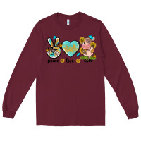 Burgundy peace love cute cow Long Sleeve Tee - NancyCooperArtShop
