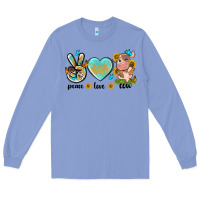 Colony Blue peace love cute cow Long Sleeve Tee - NancyCooperArtShop