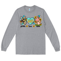 Heather Grey peace love cute cow Long Sleeve Tee - NancyCooperArtShop
