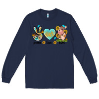 Navy peace love cute cow Long Sleeve Tee - NancyCooperArtShop