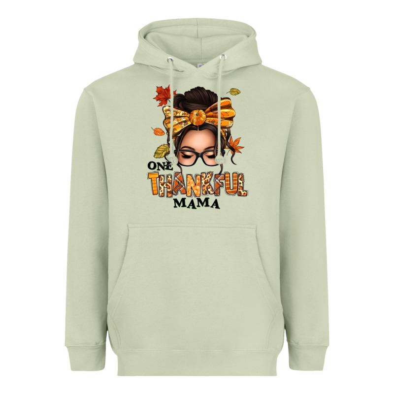 One Thankful Mama Afro Messy Bun Heavyweight Hoodie by texasbilliewilder | Teevron