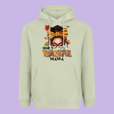 One Thankful Mama Afro Messy Bun Heavyweight Hoodie Designed By Texasbilliewilder