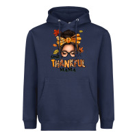 Navy one thankful mama afro messy bun Heavyweight Hoodie - texasbilliewilder