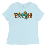 Baby Blue faith with cross and sunflower Ladies Tee - HRA Design Shop