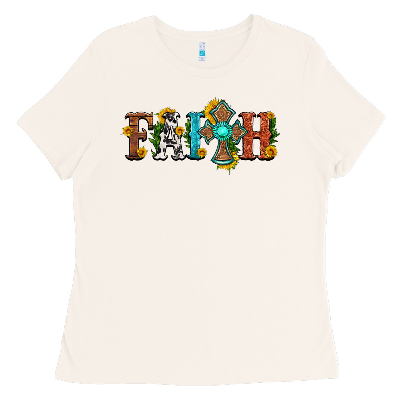 Faith With Cross And Sunflower Ladies Tee by HRA Design Shop | Teevron