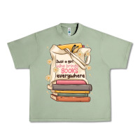 Oil Green just a girl who brings books everywhere Urban Heavy Tee - MaliasSmallBusiness