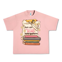 Salmon just a girl who brings books everywhere Urban Heavy Tee - MaliasSmallBusiness