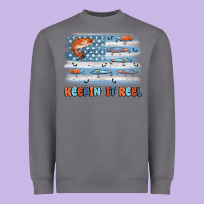 Fishing Lure Flag Keepin' It Reel Heavyweight Sweatshirt Designed By Maliassmallbusiness
