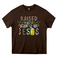 Chocolate Brown raised on sweet and tea jesus Heavy Core Tee - CowhideDigitalArt
