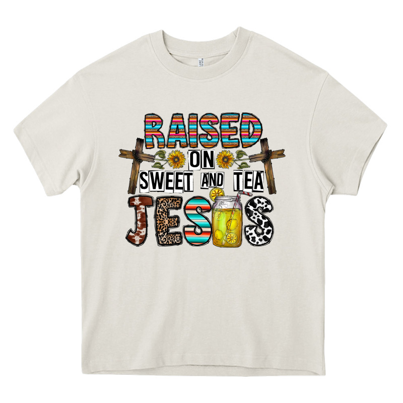 Raised On Sweet And Tea Jesus Heavy Core Tee by CowhideDigitalArt | Teevron