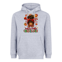 Heather Grey santa's favorite cheerleader afro messy bun Heavyweight Hoodie - texasbilliewilder