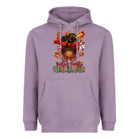 Lavender santa's favorite cheerleader afro messy bun Heavyweight Hoodie - texasbilliewilder