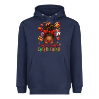 Navy santa's favorite cheerleader afro messy bun Heavyweight Hoodie - texasbilliewilder