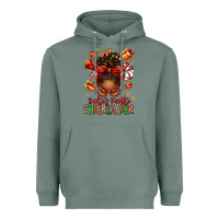 Santa's Favorite Cheerleader Afro Messy Bun Heavyweight Hoodie | Teevron
